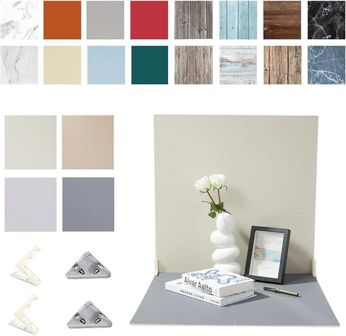 5PCS 16x16 Inch Double Sided Product Photography Background Boards with 4PCS Brakets and 2PCS Pane Brackets, Waterproof Photo Backdrop Props for Food Jewelry Cosmetics in Saudi Arabia
