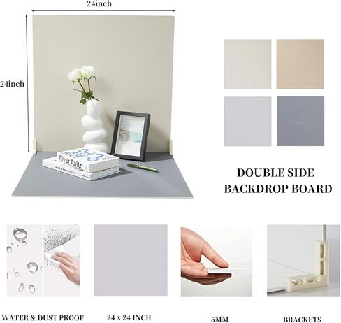 5PCS 16x16 Inch Double Sided Product Photography Background Boards with 4PCS Brakets and 2PCS Pane Brackets, Waterproof Photo Backdrop Props for Food Jewelry Cosmetics in Saudi Arabia