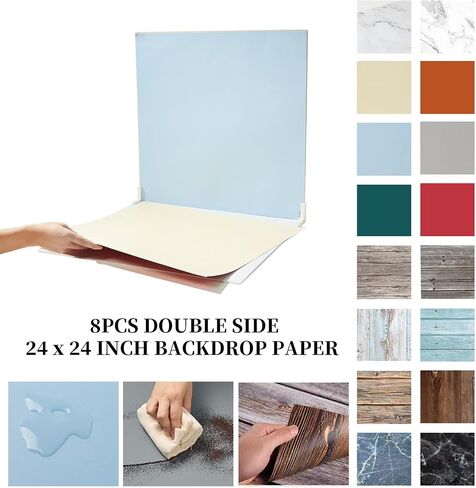 5PCS 16x16 Inch Double Sided Product Photography Background Boards with 4PCS Brakets and 2PCS Pane Brackets, Waterproof Photo Backdrop Props for Food Jewelry Cosmetics in Saudi Arabia