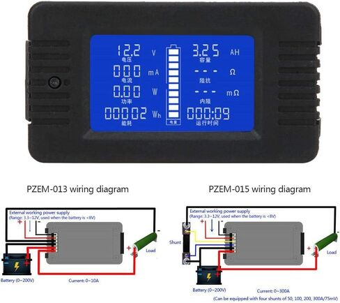 شاشة البطارية، PZEM-015، شاشة LCD متعددة الوظائف، اختبار البطارية، الجهد الحالي، مدقق مقاومة الطاقة (مع الأسلاك) 0-200 فولت، 0-300 أمبير (لا يوجد اتصال متوازي) in Saudi Arabia