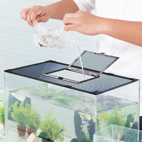 Magnetic Aquarium Lid with Feeding Cover, Max Size 39" x 19" Fish Tank Cover, DIY Aquarium Anti-Jumping Net Hood Set, Adjustable Mesh Screen Netting for Fish Tank Screen Top Cover in Saudi Arabia