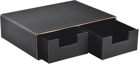 Pu Leather Stackable Drawer Organizer with 2 compartments,Handmade,Under Brewer Storage Drawer for Tea Bag/Coffee Pod/Jewelry/Cosmetics/cell phone/Stationery Desk Storage Box,Black in Kuwait
