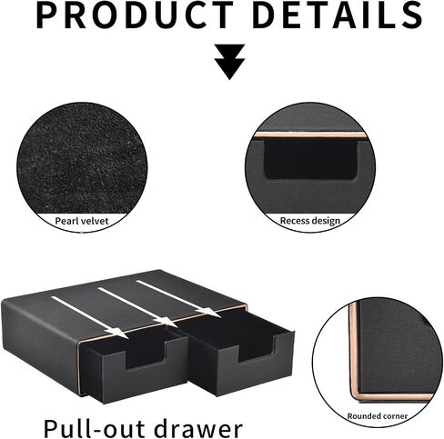 Pu Leather Stackable Drawer Organizer with 2 compartments,Handmade,Under Brewer Storage Drawer for Tea Bag/Coffee Pod/Jewelry/Cosmetics/cell phone/Stationery Desk Storage Box,Black in Kuwait