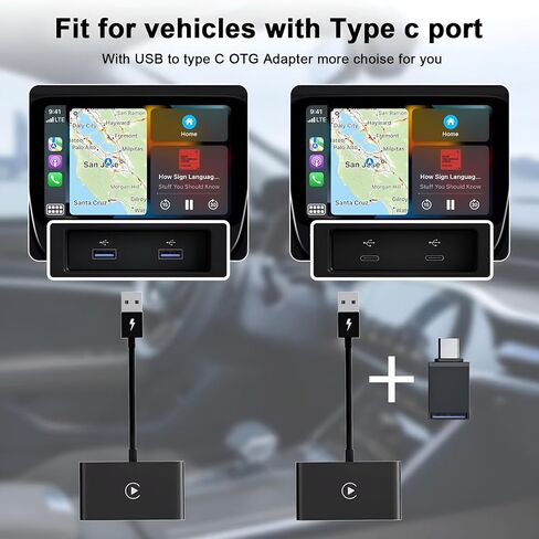 Wireless CarPlay Adapter for Apple Devices, Converts Wired to Wireless Carplay Dongle Wireless Control for iPhone, 5GHz WiFi, Voice Control, Black, THT-020-2(Black) in Saudi Arabia