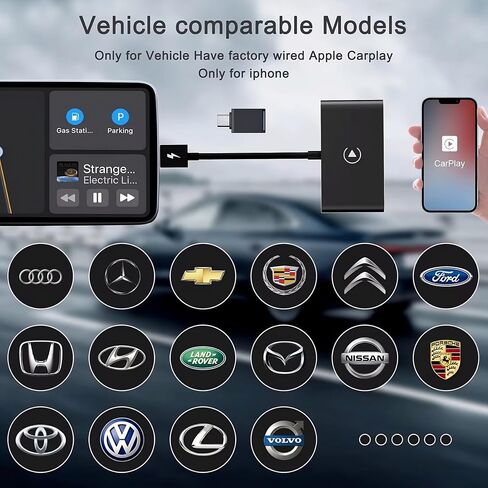 Wireless CarPlay Adapter for Apple Devices, Converts Wired to Wireless Carplay Dongle Wireless Control for iPhone, 5GHz WiFi, Voice Control, Black, THT-020-2(Black) in Saudi Arabia