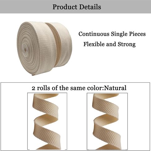 Cotton Webbing 1.5 Inch 2 Rolls/ 20 Yards Webbing Straps for Webbing Bag Handles, Bag Strap,Tote Bag Webbing,Cloth Belt,Arts and Crafts in Saudi Arabia