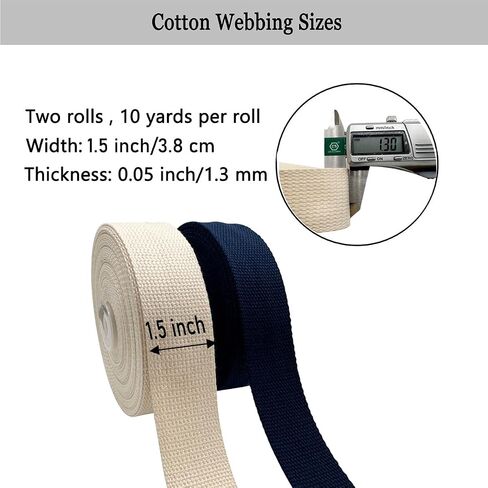 Cotton Webbing 1.5 Inch 2 Rolls/ 20 Yards Webbing Straps for Webbing Bag Handles, Bag Strap,Tote Bag Webbing,Cloth Belt,Arts and Crafts in Saudi Arabia