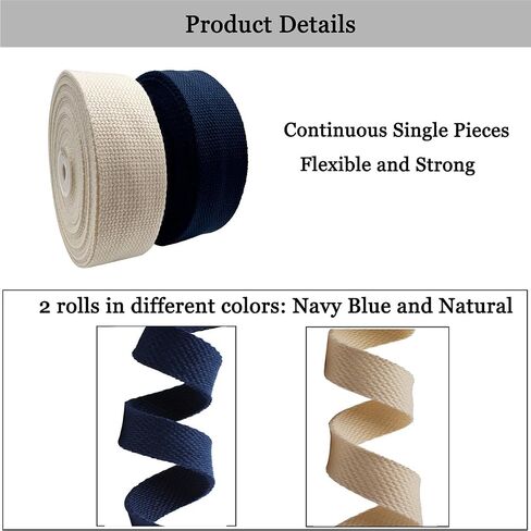 Cotton Webbing 1.5 Inch 2 Rolls/ 20 Yards Webbing Straps for Webbing Bag Handles, Bag Strap,Tote Bag Webbing,Cloth Belt,Arts and Crafts in Saudi Arabia