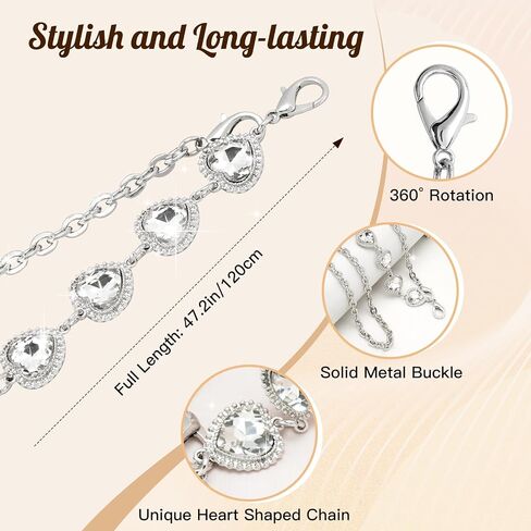 TiMOVO Universal Phone Lanyard, Metal Cell Phone Chain Anti-Theft Crossbody Strap for iPhone 15 Pro Max and Most Smartphones, Adjustable Cell Phone Neck Holder for Women, Heart & Silver in Saudi Arabia