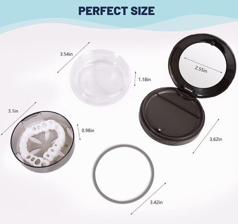 Uouovo Denture Bath Case, Definitely No-Leak, Complete Clean Care for Dentures, Clear Braces, Night Guard & Retainers, Retainer Case for Traveling, Denture Cup with Strainer & Mirror (Pink) in Saudi Arabia