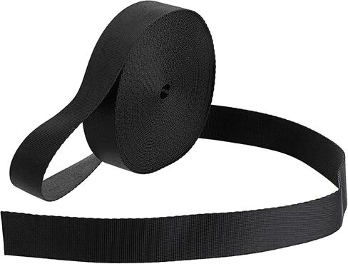 Sliverdew 1 Inch Webbing Strap Black Nylon Webbing, 12 Yards Heavy Duty Nylon Straps Flat Webbing Strap for Outdoor DIY Gear Repair Crafts Pet Collars in Saudi Arabia