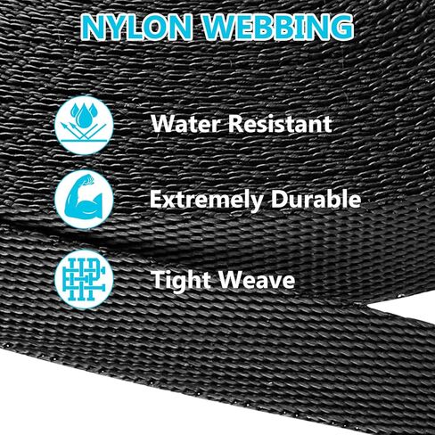 Sliverdew 1 Inch Webbing Strap Black Nylon Webbing, 12 Yards Heavy Duty Nylon Straps Flat Webbing Strap for Outdoor DIY Gear Repair Crafts Pet Collars in Saudi Arabia