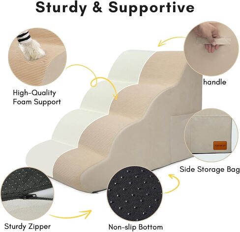Dog Stairs for Small Dogs 19.7"H 4 Step Dog Steps for Dogs to get on Bed and Couch Pet Steps for Small Dogs and Cats, Non-Slip Sturdy Indoor Green Pet Stairs in Saudi Arabia