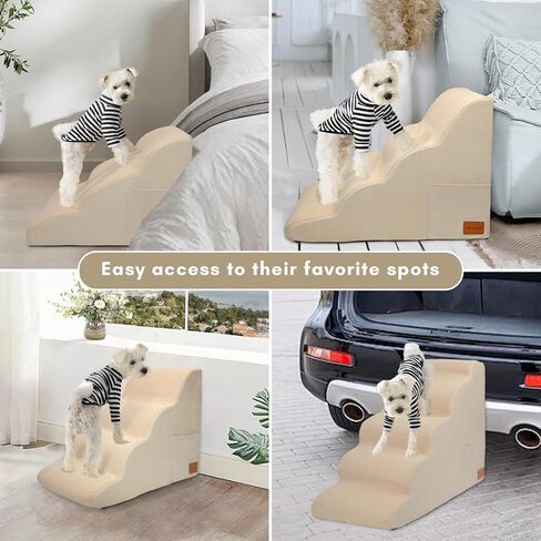 Dog Stairs for Small Dogs 19.7"H 4 Step Dog Steps for Dogs to get on Bed and Couch Pet Steps for Small Dogs and Cats, Non-Slip Sturdy Indoor Green Pet Stairs in Saudi Arabia