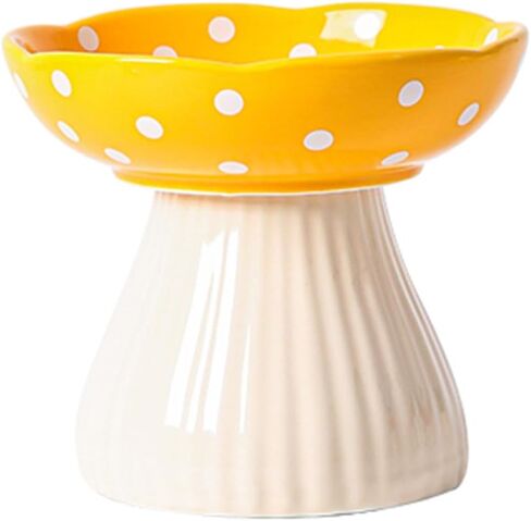 Cat Bowls Elevated Cat Bowl Raised Cat Food Bowl Anti-Vomiting Whisker Friendly Ceramic Tilted Cat Dish, Protect Spine Cat Feeder Bowl Pet Food Water Bowl Red Mushroom Cat Bowl for Kitten(Red) in Saudi Arabia