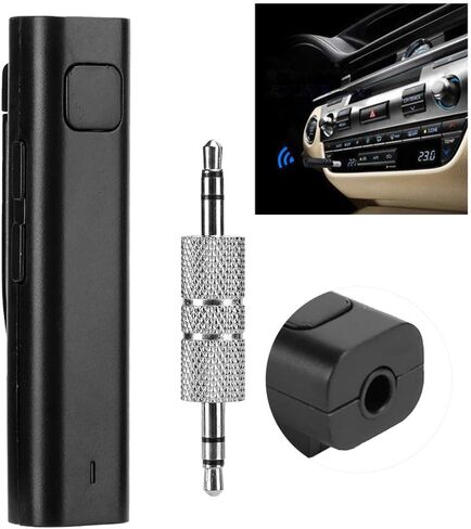 Bluetooth Aux Receiver for Car, Portable Car Audio Receiver Audio Adapter, volume adjustment, up and down track selection, voice prompts, Noise Cancelling, Music Streaming, for Car, Home(black) in Saudi Arabia