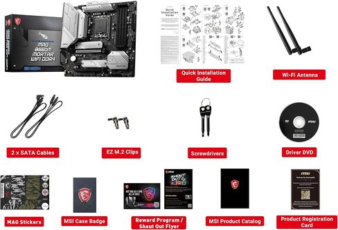 MSI لوحة ام للالعاب B660M مورتر واي فاي DDR4 من ماج (ام ايه تي اكس، انتل كور الجيل 12، مقبس ال جي ايه 1700، DDR4، منفذ PCIe 4، شبكة LAN 2.5G، فتحات M.2، واي فاي 6) in Saudi Arabia