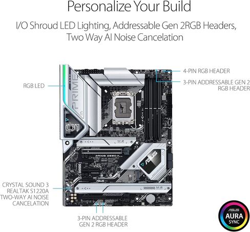 اسس لوحة ام برايم Z690-A LGA 1700 (انتل الجيل 12) ATX (16+1 DrMOS، PCIe 5.0، DDR5،4X M.2، انتل 2.5 GB LAN، USB 3.2 الجيل الثاني لوحة امامية نوع C، ثاندربولت 4، اضاءة RGB مزامنة اورا)، 12×9.6 انش in Saudi Arabia