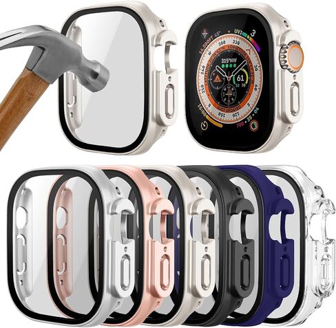 6 Pack Case for Apple Watch SE 3 42mm with Tempered Glass Screen Protector, Hard PC Ultra-Thin HD Scratch-Proof Full Protection Bumper Cover for iWatch 42mm Accessories (6 Colors) in Saudi Arabia