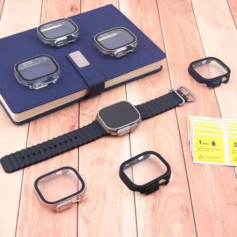 6 Pack Case for Apple Watch SE 3 42mm with Tempered Glass Screen Protector, Hard PC Ultra-Thin HD Scratch-Proof Full Protection Bumper Cover for iWatch 42mm Accessories (6 Colors) in Saudi Arabia