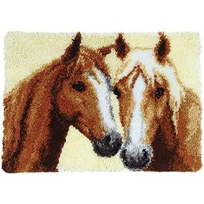 Animal Horse Latch Hook Kits Rug Printed Canvas DIY Handmade Carpet Crochet Yarn Embroidery Needlework Hook Latch Kit Tapestry Rug Cover Christmas Home Decoration 50x38cm