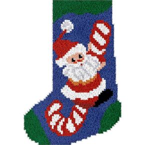 Latch Hook Kits for Adults - DIY Latch Hook Rug Kits for Kids, Crochet Kit for Beginners, Rug Making Kits with Printed Canvas 52 * 38cm (Christmas Stocking)