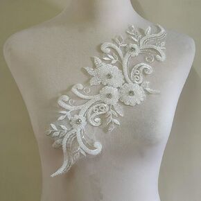 3D Beaded Lace Applique Light Luxury Clothing Collar Corsage Embroidery Accessories (Gold Color)