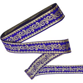Boho Jacquard Ribbon Trim 7 Yards Blue Jacquard Ribbon Vintage Embroidery Jacquard Trim for Sewing Curtain Holdbacks Christmas Wreath Gift Wrapping