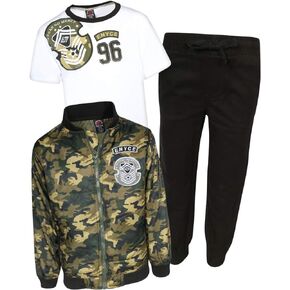 Boys 3-Piece Jacket & Pants Set, Army Green, Size 4' in Saudi Arabia