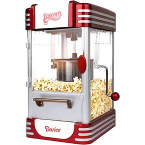 Popcorn Machine – Retro Popcorn Maker with Measuring Cups – Non-Slip Popcorn Popper for Home, Carnival, Festival Stand – Non-Stick Popcorn Kettle Plate