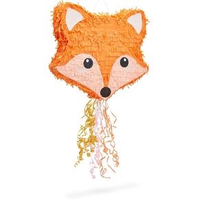 BLUE PANDA Pull String Fox Pinata for Woodland Baby Shower Decorations, Birthday Party (Small, 16 x 13 x 3 In)