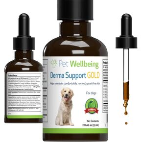 Pet Wellbeing Derma Support Gold for Dogs - Vet-Formulated - Normal Skin Yeast Balance, Skin Itching & Odor - Natural Herbal Supplement 2 oz (59 ml)
