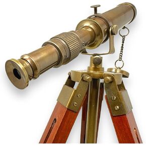 Handmade Antique Nautical Telescope Brass Spyglass with Tripod Wooden Legs Vintage Decor Marine Telescope Unique Home Decorative Gift