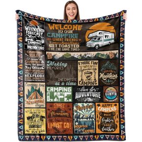 Camping Gifts for Women or Men Lovers, Camper Decor Gifts, Outdoor RV Campsite Hiking Travel Blanket 60"x50"