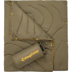 KingCamp Lightweight Camping Blanket - Stylish & Multifunctional Quilt with Snap Button, Portable for Travel, Airplane, Indoor & Outdoor - Provides Warmth - Black