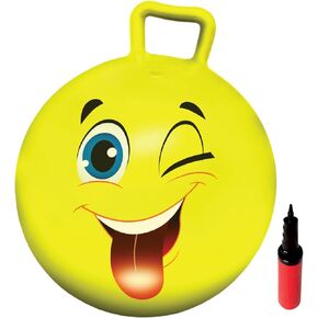 New Bounce Bouncy Ball for Kids - 20" Bouncing Ball with Handle - Outdoor Toys for Ages 7,8,9,10 - Yellow Hopper Ball w/Pump