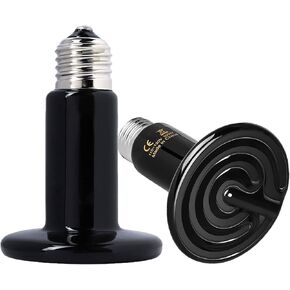 Woyrise 50W Ceramic Heat Emitter, Reptile Heat Lamp Bulbs, No Light Emitting Brooder Coop Heater for Amphibian Pet & Incubating Chicken, Black (2-Pack) in Kuwait