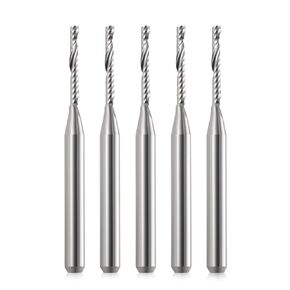 1/8 Shank CNC Router Bits 1 Flute End Mill Single Flute Spiral Router Bit Up Cut Milling Cutter with 1/16 Inch Cutting Diameter for Acrylic Plastic MDF (5)