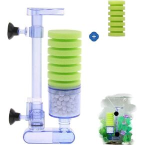 capetsma Nano Aquarium Filter Sponge Fish Tank Filter, Ultra Quiet Sponge Filter Worked with Aquarium Air Pump, Include Spare Sponge and Bio Balls.
