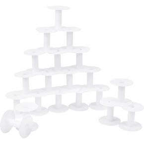 PH PandaHall 20 Packs Small Empty Spools White Plastic Spools Wire Weaving Bobbins Ribbon Chain Tape Spools Craft Thread Spools for Embroidery Thread Yarn Ribbon Crafts and Sewing, 2.2X 2.3 inch