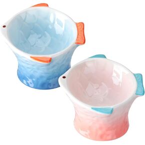 2 Pcs Elevated Cat Bowls, Raised Ceramic Food Bowls, Blue, Green in Saudi Arabia