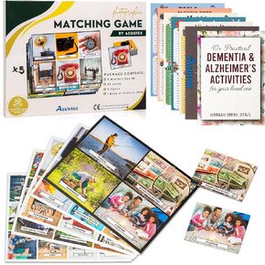 Assistex Matching Game Activity Board - Dementia Activities for Seniors - Memory Games for Adults with Alzheimers - Memory Loss and Alzheimers Activities - Matching Card Memory Games for Seniors