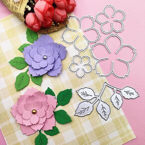 3D Rose Flower Metal Die Cuts,Wedding Flower Leaf Leaves Cutting Dies Cut Stencils for DIY Scrapbooking Album Decorative Embossing Paper Dies for Card Making (Flower E)