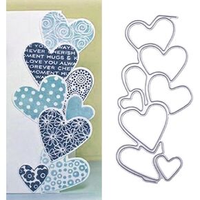 Silver Heart Border Cutting Dies Hollow Hearts Frame Metal Die Cuts Embossing Stencil Template for DIY Scrapbooking Paper Card Photo Album Craft Decoration Die-Cuts