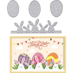 ALIBBON Easter Rabbit Egg Die Cuts for Card Making, 6 Patterns Easter Eggs Cutting Dies Metal Template Molds, Cute Rabbit Dies for Crafting DIY Photo Album Embossing Scrapbooking Supplies