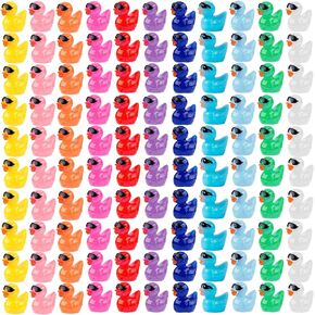 110 Pcs Mini Resin Ducks With Sunglasses, 11 Colors, Mini Resin Ducks Bulk Tiny Ducks Set for Potted Miniature Decoration Garden Dollhouse Cake Decoration DIY Slime Kit Craft Charms Party Toys