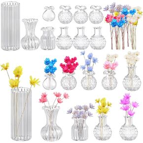Civaner 35 Pcs Miniature Dollhouse Accessories Included 10 Small Vase Model 25 Fake Flower Toys, Miniature Stuff for Tiny Houses Decoration DIY Micro Landscape Items