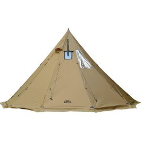 Preself 4~6 Person Tipi Hot Tent T3 XL with Screen Window, Height 8' 6" 2.6m, Diameter 15' 4.6m, for Wood Buring Stove Bushcraft Family Camping Hunting Fishing