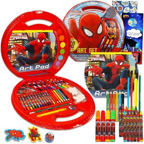 Marvel Spiderman Activity Set for Kids ~ Spiderman Art Case Bundle with Games, Puzzles, Activities, Stickers, Arts and Crafts