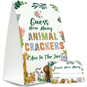 لافتة استحمام الطفل من وودلاند أنيمالز، خمن كم عدد لافتة لعبة المفرقعات الحيوانية، مجموعة استحمام الطفل وودلاند (علامة واحدة + 50 بطاقة تخمين) لافتة استحمام الطفل الغابة الخضراء-H01 in Kuwait